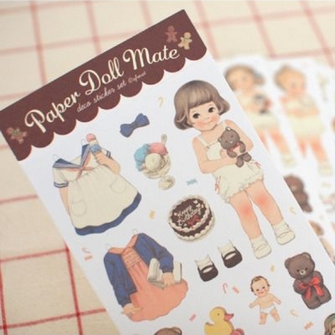 MQStyle 6Pcs/Pack New 2022 Cute Creative Stickers Paper Girl Combination Paper Doll Mate Stationery Sticker H0128 ► Photo 1/6