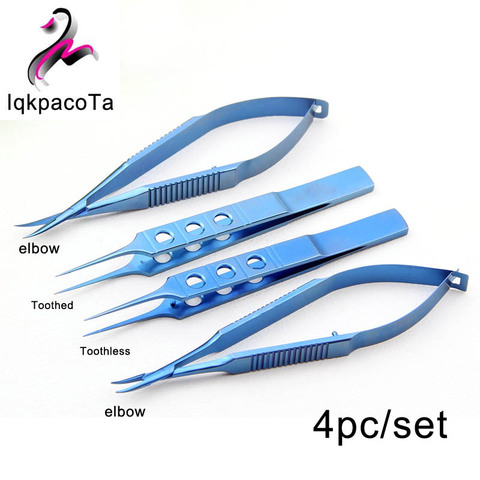 New 11cm Stainless steel Ophthalmic Microsurgical Instruments Needle Holder Micro scissors Tweezers hand Surgery 4pcs/set ► Photo 1/6