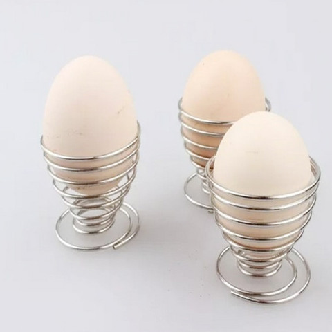 Metal Egg Cup Spiral Kitchen Breakfast Hard Boiled Spring Holder Egg Cup