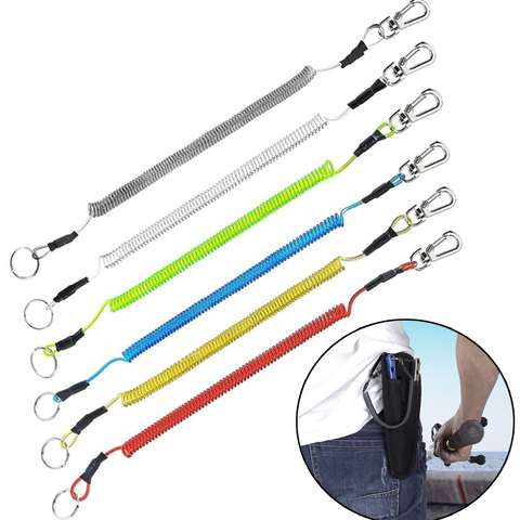 1.2m Max Stretch Plastic Spring Elastic Rope Anti-lost Phone Keychain Secure Lock Tackle Portable Fishing Lanyards For Climbing ► Photo 1/6