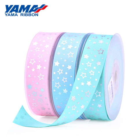 YAMA Foil Stamping Silver Stars Printed Ribbon 25mm 1