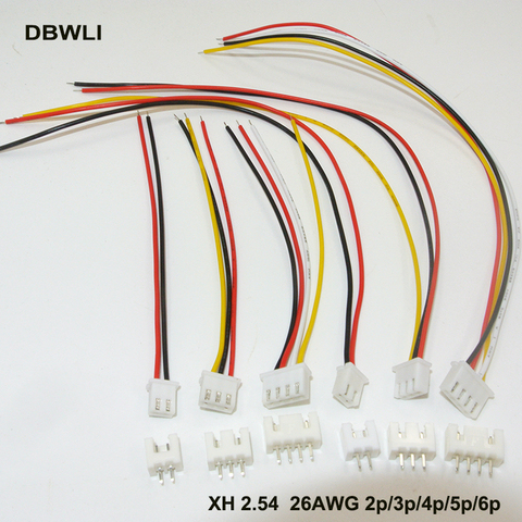 10Sets XH2.54 XH 2.54mm Wire Cable Connector 2/3/4/5/6P Pin Connector plug with 80mm 100mm 150mm 200mm Wires Cables 26AWG ► Photo 1/1