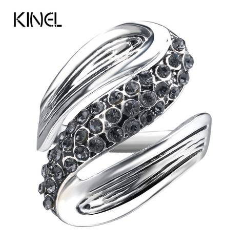 Kinel 2017 New Gray Crystal Rings For Women  Antique Silver Color Retro Jewelry Unique Party Gift ► Photo 1/6