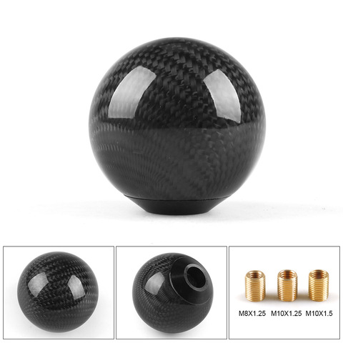 Universal Car Gear Shift Knob Shifter Lever Round Ball Shape Real Carbon Fiber ► Photo 1/6