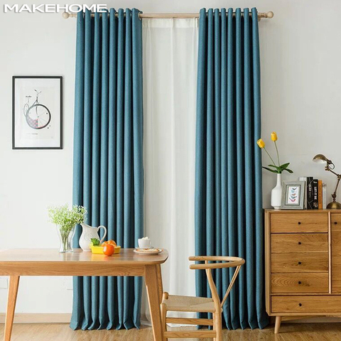 Solid Blackout Curtains for Living Room Bedroom Faux Linen Window Curtains Treatment Blinds Drapes Custom Made ► Photo 1/1