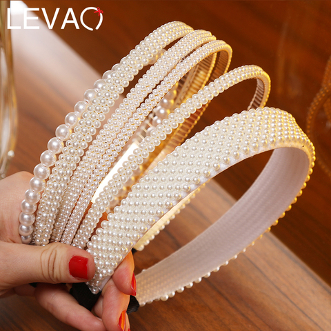 Levao Elegant Big Simulation Pearls Hair Hoop Headband Hair Bands for Women Headwear Pearl Beads Hairband Hair Accessories ► Photo 1/6