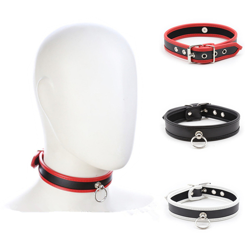 Adjustable Fetish Slave Chastity Neck Collar Choker PU Leather Choking Ring Bondage Restraint BDSM Cosplay Sex Toys For Couples ► Photo 1/6