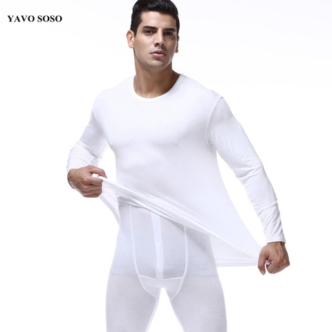 Spring and Autumn men underwear suits plus size 7XL Soft o-neck Long Johns sets Tops and Pants Modal Men thin pajamas suits ► Photo 1/6