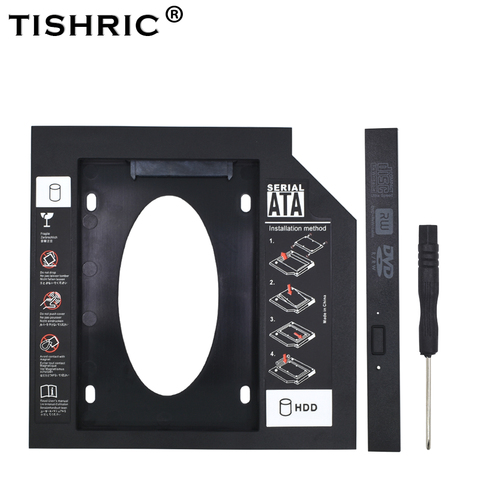 TISHRIC Plastic HDD Caddy 9.5 Or 12.7mm SATA 3.0 Optibay 2.5'' SSD DVD Hard Disk Driver CD-ROM Adapter Case Enclosure ► Photo 1/6