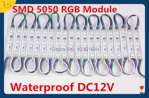 Free Shipping! 100pcs/lot DC12V Super Bright SMD 5050 RGB LED Module Light 3leds/piece IP65-Waterproof 0.4W for Advertising ► Photo 1/6