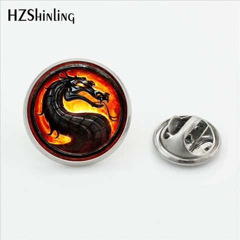 New Fashion Dragon Collar Pin Brooch Handmade Steampunk Mortal Kombat Butterfly Clasp Pin Glass Dome Stainless Steel Lapel Pins ► Photo 1/6