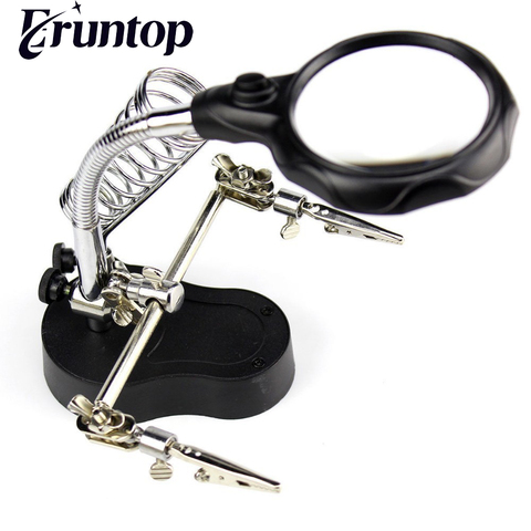 Eruntop 1PCS MG16126-A LED Clamp Soldering Iron Stand Helping Hands Magnifying Glass Magnifier ► Photo 1/6