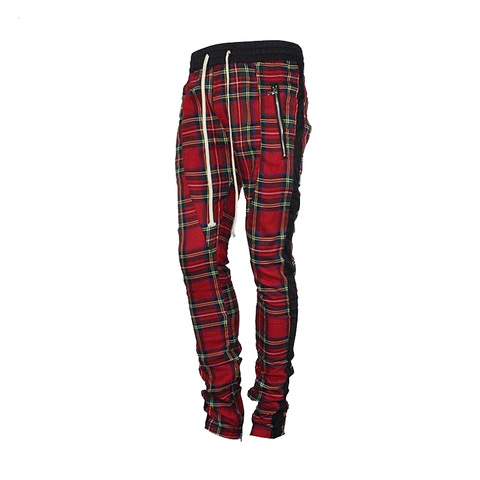 Scottish Plaid Joggers pants Men 2022 Urban Streetwear Justin Bieber Checkered SweatPants Hip-hop Ankle Zip Lattice Track Pants ► Photo 1/6