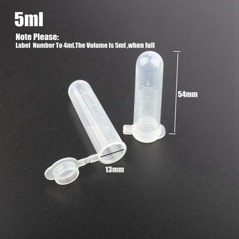 20pcs 13*54mcm 5ml Transparent Plastic Bottles Home Garden Use Container Centrifuge Tube Kitchen Storage Vial ► Photo 1/5