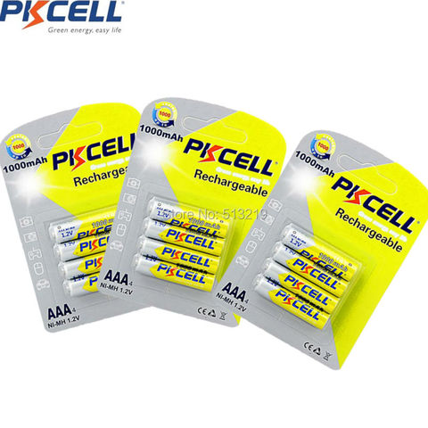 PKCELL 12Pcs/3Pack Ni-MH 1000mAh 1.2V AAA Rechargeable Battery Bateria Baterias For Remote Controls, Camera Flashlight Toy MP3 ► Photo 1/6
