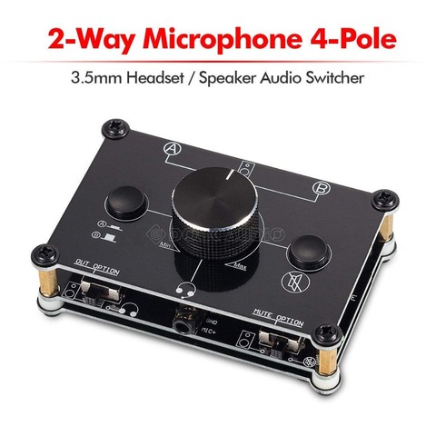MC1024 2-Way Microphone Headset/Speaker MIC Audio Switch Hub Switcher 3.5mm 4-Pole A&B Selector ► Photo 1/6
