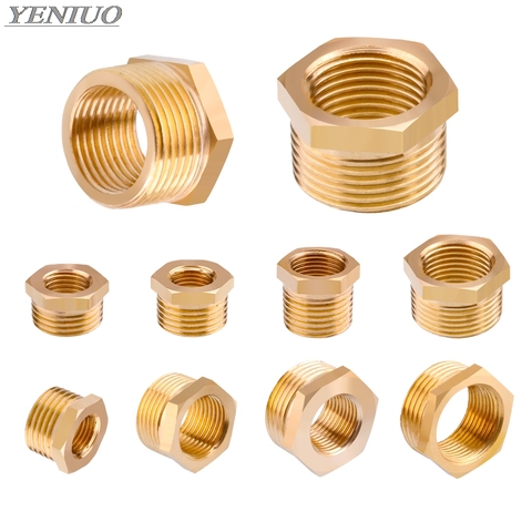 5x 1/4"PT to 1/8"PT M/F Thread Brass Hex Bushing Pipe Fitting Adapter
