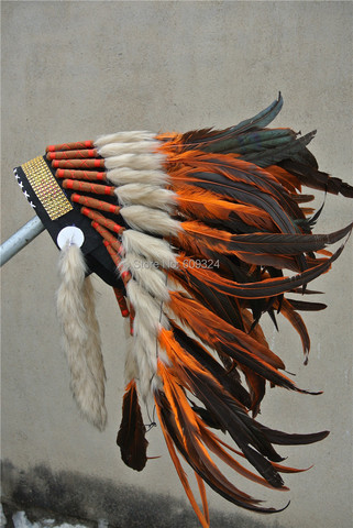 21inch high orange Feather headpiece headdress halloween feather hat costumes ► Photo 1/6