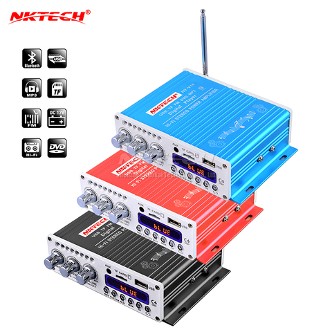 NKTECH HY-V10 Bluetooth Car Power Amplifier Digital Player Hi-Fi Stereo 2CH 20W RMS Mini Audio MP3 FM TF USB Music Tube Home AMP ► Photo 1/6