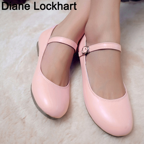 New Fashion Women Buckle Strap Mary Jane Flat Shoes Gril Casual Round Toe Sweet Ballet Flat Ankle Strap Larger Size 31 32 33 42 ► Photo 1/6