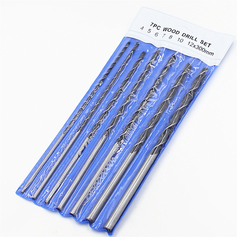 7PCS 3 Flute wood Drill Bits Set 4mm-12mm 12 inch Brad Point Twist Drill Bits Set  300mm long Carpentry  Wood Drilling Tools ► Photo 1/4