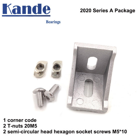1 set 2022 corner fitting angle aluminum 20 x 20 L connector bracket fastener with slider nut T-nut semi-circular head hex bolt ► Photo 1/2