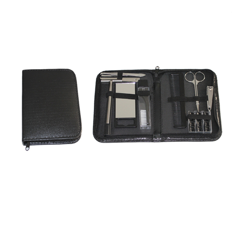 9Pcs/set Men Boy Gift Travel Professional Nail Manicure Set Grooming Kit Include Nail Clipper File Mirror Razor Scissor Comb ► Photo 1/3