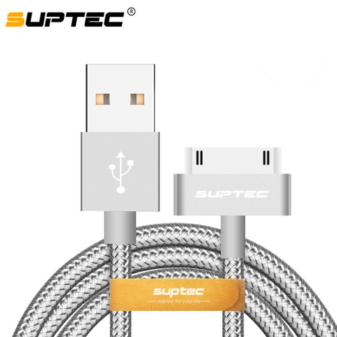 Suptec 30 Pin USB Cable for iPhone 4s 4 Metal Plug Nylon Braided Wire Charger Cable 2A Fast Charging Data Sync Cord for iPad 2 ► Photo 1/6