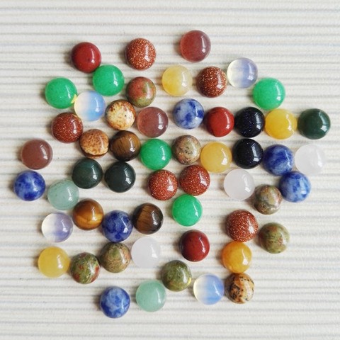 Fashion mixed 50pcs natural stone Cabochon bead no hole 6 8 10 12 14 16 18 20 MM Single arc jewelry Ring accsories Free shipping ► Photo 1/6