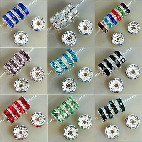 100Pcs 6/8mm Metal Crystal Rhinestone Rondelle Spacer Beads For Bracelet  Necklace DIY B00376 ► Photo 1/6