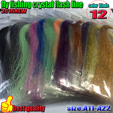HOT fly fishing crystal flash line 12color  fishing line lure line fly fishing tying material thread 12bag/lot  length is 30CM ► Photo 1/3
