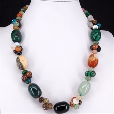 Druzy Natural Crystal Semi-precious Stone Necklace Women's Colorful  Necklace Jewelry Round Beads String Energy Necklace ► Photo 1/2