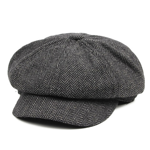 Vintage Style Men's Panel Tweed Newsboy Caps Formfitting Driving Hat Khaki Gray ► Photo 1/4