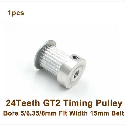 POWGE 24 Teeth 2GT Timing Pulley Bore 5/6.35/8mm Fit Width 15mm GT2 Timing Belt 24T 24Teeth GT2 Pulley 3D Printer Parts ► Photo 1/6