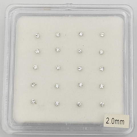 925 Sterling silver 2mm clear crystal nose Stud nose piercing body jewelry 20pcs/pack ► Photo 1/6