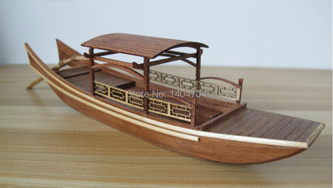 NIDALE model Laser-cut Wooden sailboat wooden model kit: The West Lake Sightseeing Boat Model & Free 2pcs 8*7mm wooden Buckets ► Photo 1/1