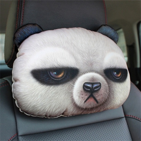CHIZIYO 3D Cat Dog Panda Rabbit Printing Animals Head Car Seat Covers Neck Rest Plush Cushion Safety Headrest Without Filling ► Photo 1/6