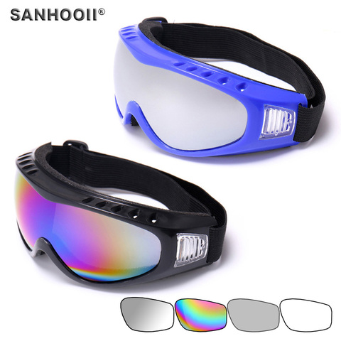 Motorcycle Dustproof Ski Snowboard Sunglasses Goggles Lens Riding Motocross Glasses Windproof Offroad Black Blue Color Frame ► Photo 1/6