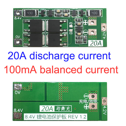 2S 7.4V 8.4V 18650 Lithium Battery Protection Board 20A Current with Balancing ► Photo 1/1