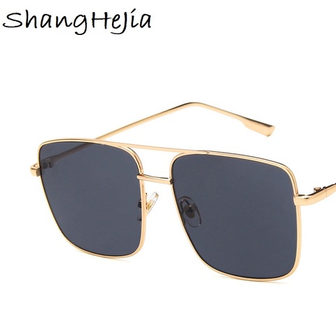 New Square frame vintage sunglasses Women Oversized Big Size Sun Glasses for Men Female Shades Gold UV400 Eyewear ► Photo 1/6