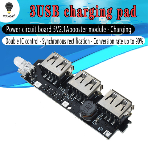 WAVGAT 5V 1A 1.5A 2.1A 3 USB Power Bank Charger Circuit Board Step Up Boost Module 18650 Li-ion Case Shell DIY Kit Powerbank ► Photo 1/6