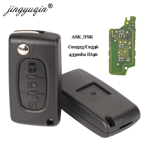 jingyuqin ASK/FSK 433Mhz ID46 For Citroen C2 C3 C4 C5 C6 C8 3 Buttons light Flip Remote Car Key Fob VA2/HCA Blade CE0523 Ce0536 ► Photo 1/4
