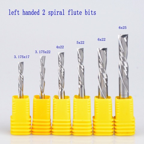 2pc SHK 3.175mm 4mm 5mm 6mm AAA left handed 2 spiral flute bits, Down Cut carbide endmill, Left-Handed spiral cutter ► Photo 1/4