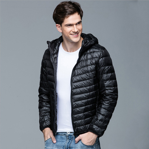 Price history & Review on Men Winter Coat Fashion Hooded 90% White