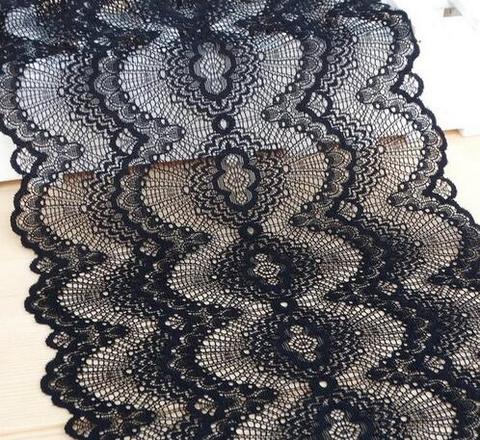 1 Meter Super Wide 22cm Hot Stretchy Lace Ribbon Black White Elastic Lace Trim DIY Sewing  Accessories Home Decoration ► Photo 1/3