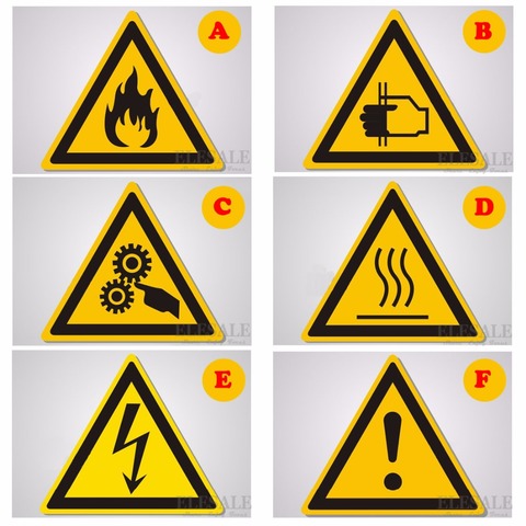 High quality 5/Pcs Warning Signs Stickers Logo Security Safety Labels Water Oil-Proof Warning Tags Wall Machine Sticker ► Photo 1/6