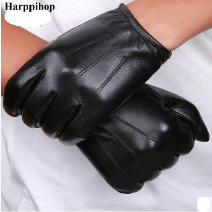 Black and brown Spring  Genuine Leather Gloves Men New Brand  Fashion Warm Driving Gloves Goatskin Mittens ► Photo 1/4