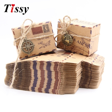 10pcs/lot Retro kraft Paper Creative Candy Box with Accessories Wedding Favors and Gift Boxes Birthday Party Decoration Supplies ► Photo 1/6