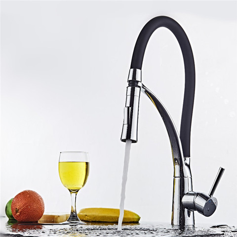 Chrome Finish Kitchen Sink Faucet Deck Mount Pull Out Dual Sprayer Nozzle Hot Cold Mixer Water Taps,the black kitchen faucet ► Photo 1/6