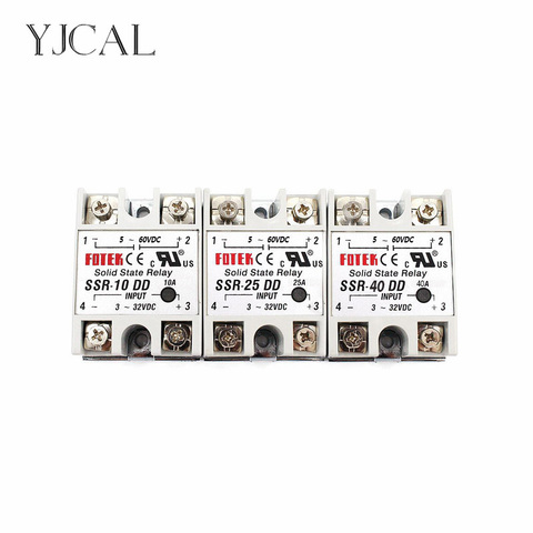 YJCAL Solid State Relay SSR-10DD SSR-25DD SSR-40DD 10A 25A 40A AC Control DC Relais 3-32VDC TO 5-60VDC SSR 10AA 25AA 40AA ► Photo 1/6
